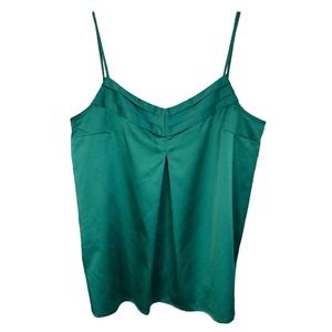 Park Bravo Women's Satin Tank Top Sleeveless Adjustable Straps US Size 12 Green